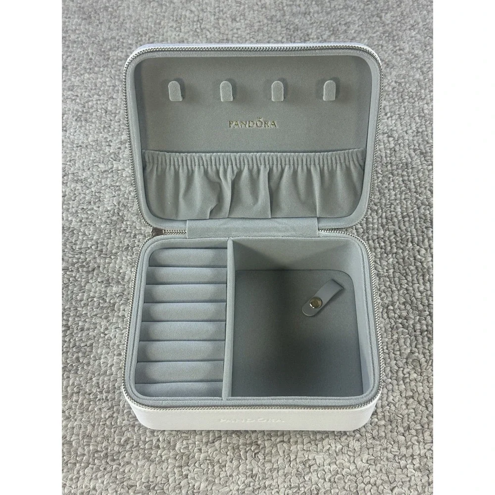 Pandora Jewelry Box Organizer Case Floral Pattern Earrings Gold Silver Bracelet